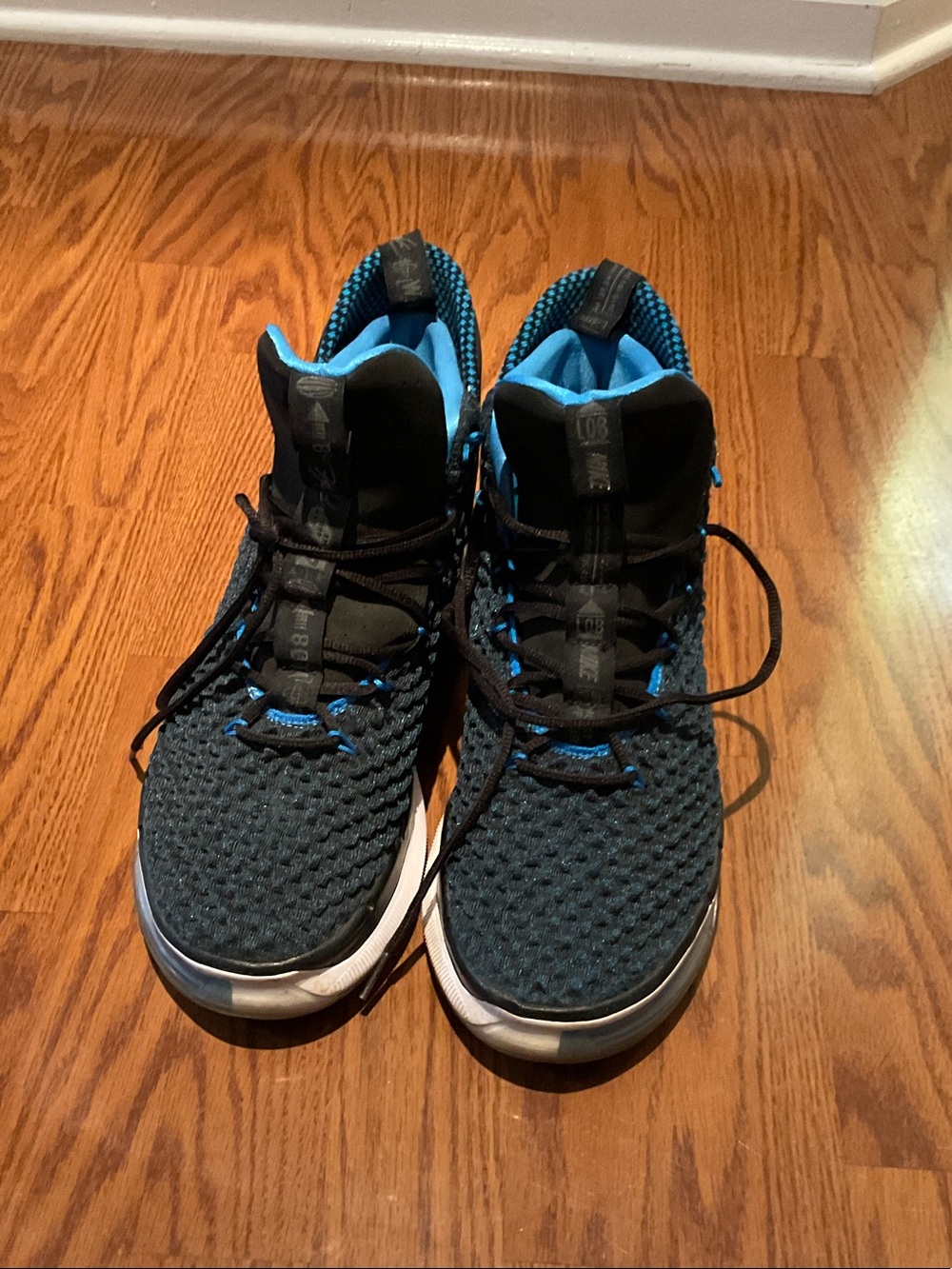 Nike Black and Blue Knit High-Top Sneakers